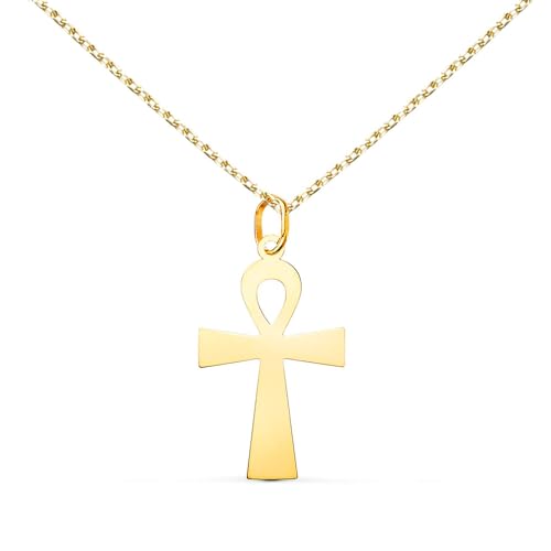 Médaille Croix de la Vie Or 18 Carats finie l'oxydation avec ce collier durable et sa chaîne