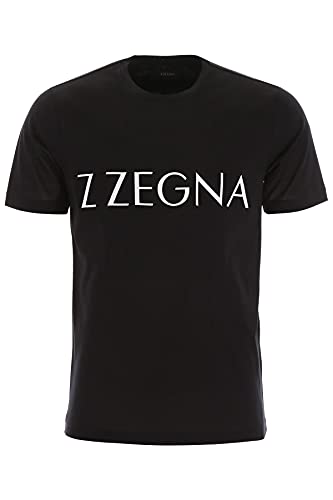 Z Zegna Herren-T-Shirt, schwarzes Logo, kurzärmelig, Baumwolle, schwarz,...