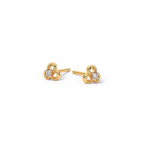 Image of CaratLane 9 KT Yellow Gold Minimal Bloom Diamond Stud Earrings for Women