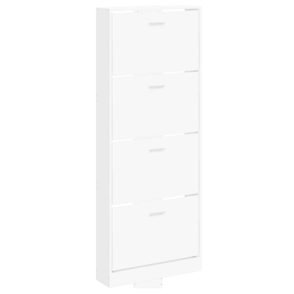 Biała szafka na buty 59x17x150 cm drewno kompozytowe 4 szuflady