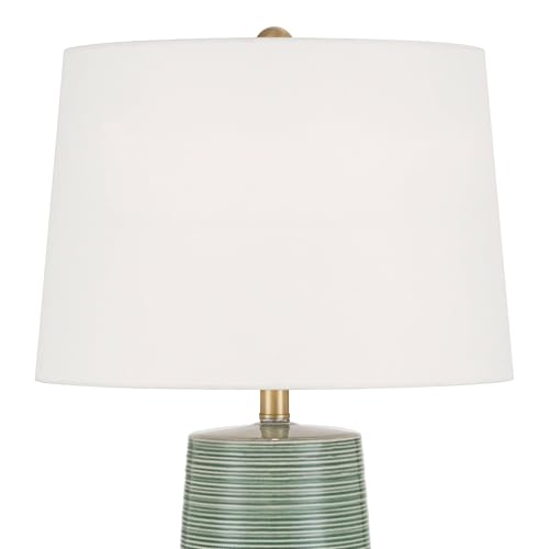 Lámpara de mesa de cerámica con pantalla verde y blanca 28.5" miniatura 3
