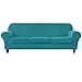 EXTLEZSA 3-osobowa rozciągliwa aksamitna poszewka na sofę z 3 oddzielnymi poszewkami na poduszki do siedzenia, 4-częściowa narzuta na sofę, antypoślizgowy ochraniacz na meble z elastycznym spodem (turkusowo-niebieski)