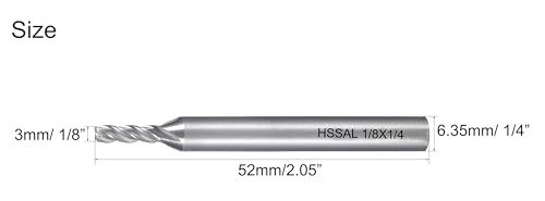 Image of NACX 1 /8 inch HSS Spiral End Mill Milling Cutter, 1 /4 inch Shank High Speed Steel Straight Drill Bits Cutter Tool for Wood Aluminum Steel Titanium Plastic, 4 Flute, 5Pcs