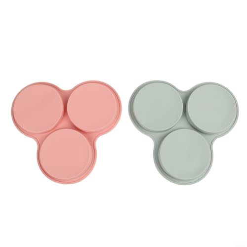 Lot de 2 moules à œufs en silicone pour friteuse à air, sans muffins avec 3 cavités, moules réutilisables pour crêpes et petits pains à hamburger, passe au four, au micro-ondes, aux gâteaux, au