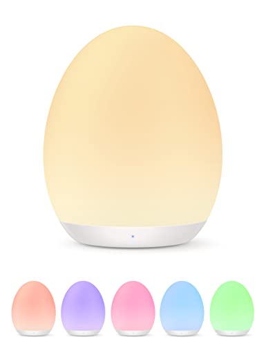 Image of JolyWell Night Light for Kids, Baby Egg Light with 7 Colors Changing Mode & Stepless Dimming, Nursery Night Lamp BPA Free,Rechargeable Egg Night Light for Breastfeeding 1h Timer & Touch Control