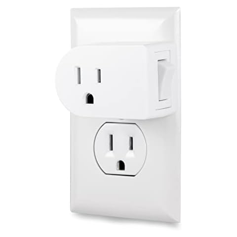 Cordinate Grounded Outlet On/Off Power Switch, 3 Prong, Plug in Adapter, Easy to Install, For Indoor Lights and Small Appliances, Energy Saving, White, 49968, 1 Pack Cover