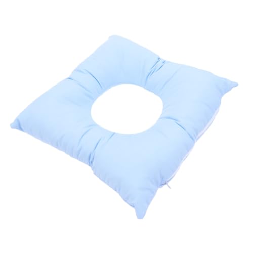 Almohada de masaje facial con agujero respiratorio de algodón azul para camilla y oficina