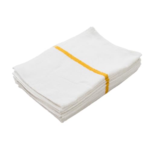 Serviettes de bar en coton blanc lot de 12 essuie-mains rayés