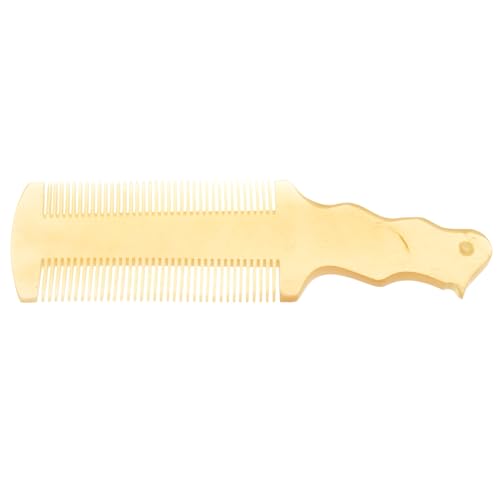GANAZONO Peine Anticaspa de Cuerno de Búfalo Mango Largo Amarillo, Peine para Quitar Liendres de Doble Cara, Dientes Finos, Antiestático para Cuidado del Cuero Cabelludo y Uso Familiar