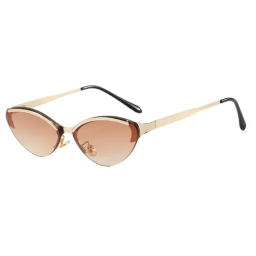 Lunettes de soleil œil de chat rétro en métal et dégradé thé Jnpcxi pour femmes
