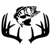 Fish Deer Antlers Fishing Hunting Vinyl Decal Sticker|BLACK|Cars Trucks SUV Laptops Tool Box Wall Art| 7