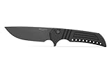DROP + Ferrum Forge Mordax Button Lock Folding Knife (Black Milled Handle - Black DLC Blade)