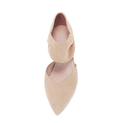 Image of Coutgo Womens Low Kitten Heel Dress Shoes Pointed Toe Slip on Ankle Strap Cutout Elegant Party Wedding Pumps