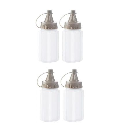 4Pcs White Plastic Squeeze Condiment Bottles,Ketchup Honey Bottle,Salad Dressing Container for Lunch, BBQ, Mini Sauce Jam Squeeze Bottle, Camping