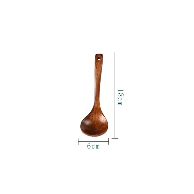 Frabakas Wooden Soup Ladle Serving Spoon Cooking Spoons Spatula Non-stick Kitchen Ladle Kitchenware Tableware Kitchen Gadgets Utensils (7 Inch)