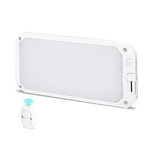 Rvhouse RV Lights Interior, 3 Color RV LED Super Bright Fixture DC12-30V Camper Lights with Stepless Dimming and Remote Control Energy-efficient Ceiling Light for RV/Camper/Car/Boat (1 Pack)