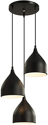 Lustre nordique à 3 têtes lampe suspendue noire industrielle style café restaurant
