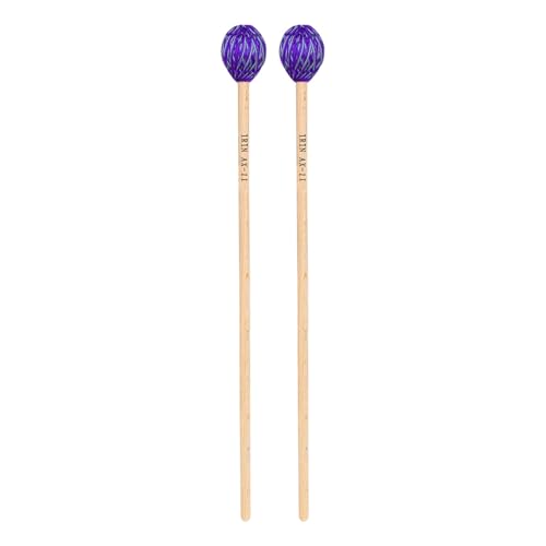 Baquetas para marimba y vibráfono, cabeza redonda envuelta en hilo, mango de madera, tamaño medio duro, par miniatura 1