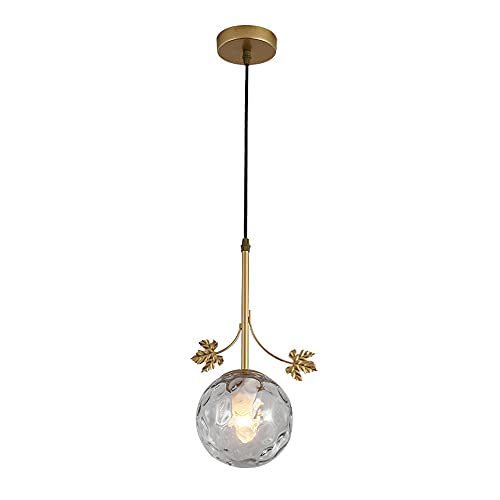 Suspension en verre feuille d'or HJLJKG, lustre LED moderne en fer forgé chic