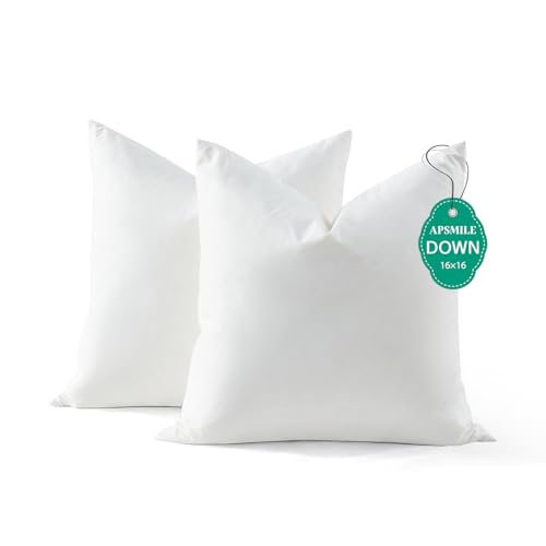 APSMILE Down Feather Throw Pillow Inserts, 16x16 Pillows Set of