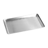 IMEEA Small Silver Tray SUS304 Stainless Steel Rectangular Tray — Countertop Organizer for Bathroom Vanity, Jewelry, Keys & Skincare (9.8' x 6')