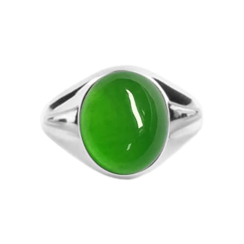 14K Gold 2.0 Carats Jade Ring for Men 10K/14K/18K Real Yellow Gold Natural Emerald Green Jadeite Signet Ring for Men Mens Ring for Him Husband Engagement Fathers Day Wedding Graduation2