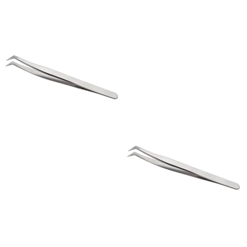 Didiseaon 2pcs Professional Eyelash Tweezers Stainless Steel Tweezers for Fake Lashes Makeup Tools for Women Precision Applicator