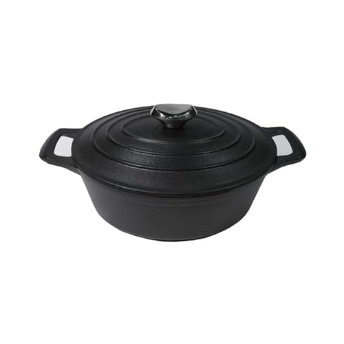 QAZWZG Cacerola Pote Ovalado del Horno 4.5QT con la Tapa y el Horno Dual del arrabio de Las manijas for cocinar, Hornear Pan