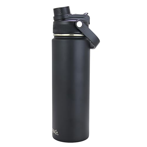 Image of Drinco Stainless Steel Water Bottle Spout Lid Vacuum Insulated Double Wall Water Bottle Wide Mouth Leak Proof Keep Cold Sport Camping Hiking (22oz Black II)