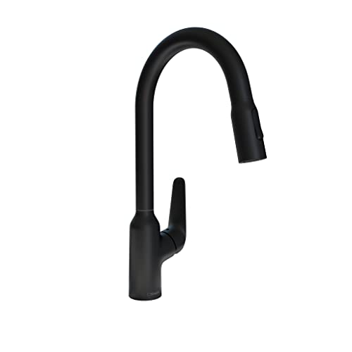 hansgrohe Focus N Black High Arc Kitchen Faucet Kitchen Faucets with Pull Down Sprayer Faucet for Kitchen Sink Matte Black 71800671