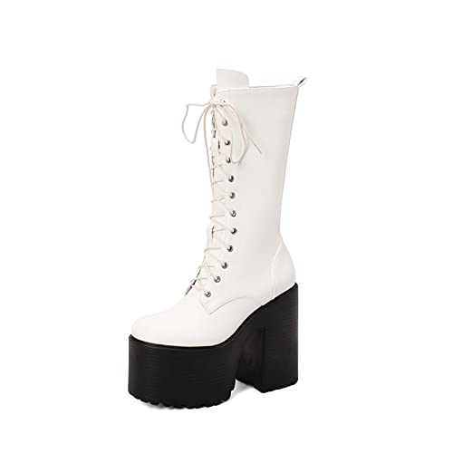Bottes plateforme épaisse à lacets avec cambrure stable de 14cm