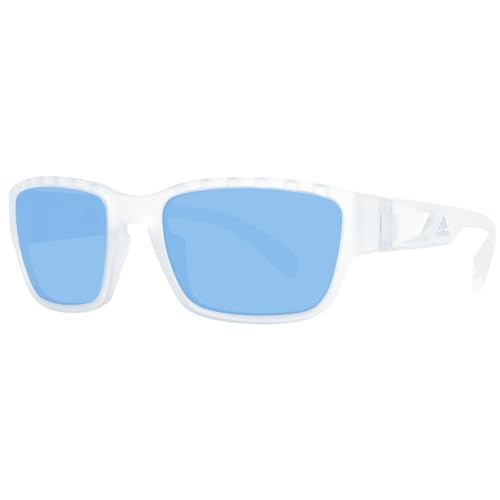 Adidas SP0007 26X Sunglasses Men's Crystal/Blue Mirror Lenses Rectangular 57mm