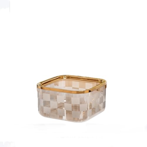 Poubelle carrée ouverte en PET avec accès rapide et motif damier 4 L