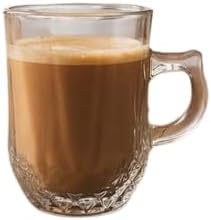 Glass Tea Coffee Mug with Handle Heat Resistant Clear Cup 80 ml Set of 6 Pcs Textured Base Design Kitchen Drinkware