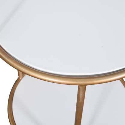Priti Modern Round Metal Bar Trolley Side Table with Wheels 2
