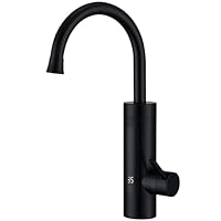 HOMELODY Durchlauferhitzer 230V Elektrischer Wasserhahn,Schwarz Küchenarmatur mit Durchlauferhitzer Wasserhahn,Camping, Wasserhahn Küche 360° Swivel
