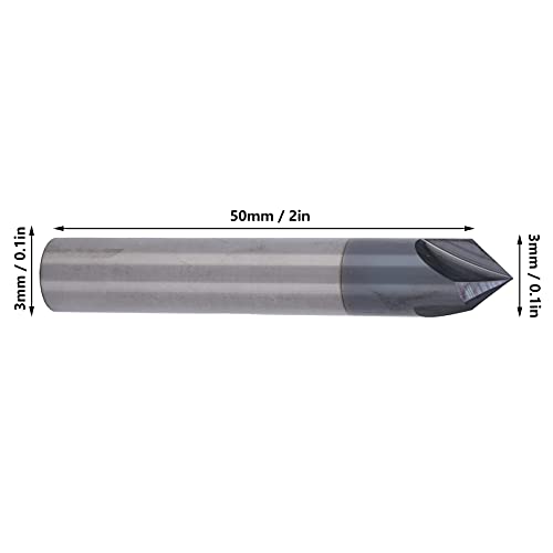 Fresa de biselado 90° de tungsteno D3*50L con punta D12 4