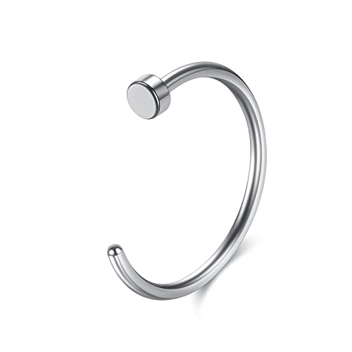 Sterling Nose Ring C-Shape Plain Silver 316L Surgical Steel Body Piercings, Lip Rings, 20g, 0.8mm Thickness, 10mm Diameter