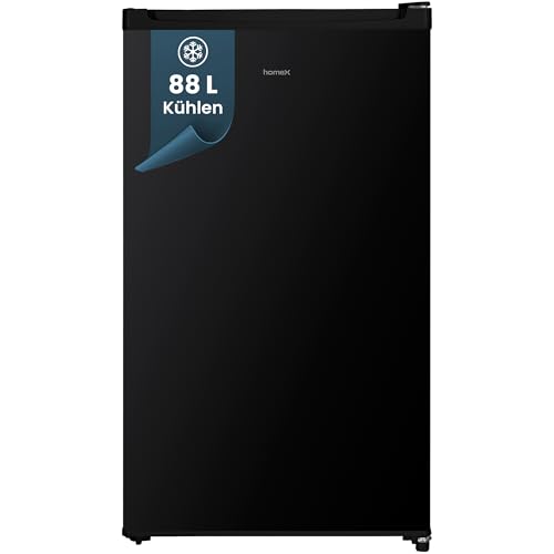 homeX Kühlschrank ohne Gefrierfach, Vollraumkühlschrank klein - 88L Nutzinhalt, freistehend und kompakt, Tischkühlschrank leise 39 dB, Fridge mit Innenbeleuchtung, schwarz, CS1016-B