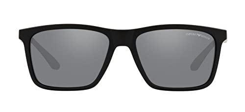 Emporio Armani Light Grey Mirror Black Rectangular Men's Sunglasses EA4170 50426G 582