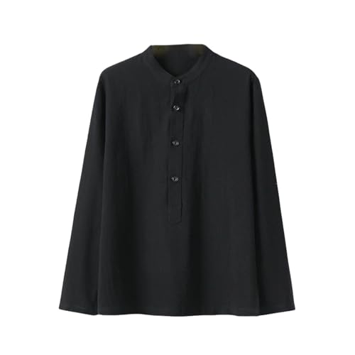 Chemise coton style chinois à col montant pour homme élégant