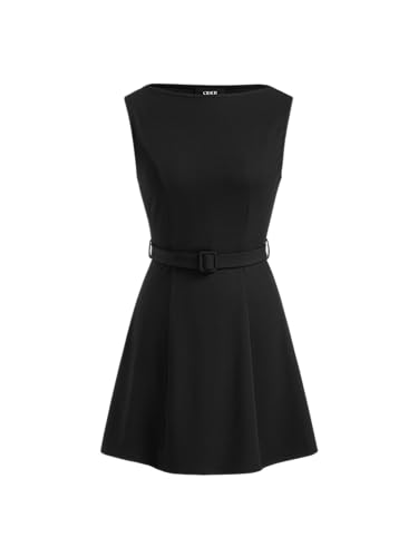 CIDER Sleeveless Dress for Summer Women's Belted Mini A-Line Casual Party Dress