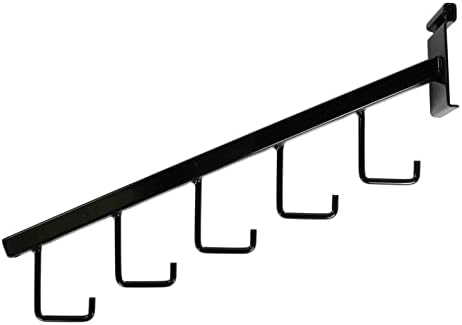 SSWBasics 5-J-Hook Waterfall Black Faceout for Wire Grid and Grid Wall - Pack of 5