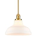 HOLKIRT Modern Pendant Light Fixtures Gold Pendant Lights Kitchen Island Hanging Lights for Bedroom Dining Room Bathroom with Dome Opal Glass,Adjustable Height