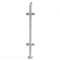 110CM High Glass Balustrade Railing Post Glazing Stainless Steel Pole Handrail Garden Fencing Silver with Top Seat (110cm Medium Post)