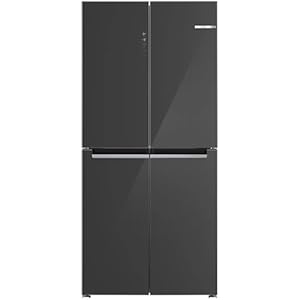 Bosch KMC85LEEA, Serie 4, French Door Kühlschrank, 189, 5 x 85, 5 cm, 324 L Kühlen + 223 L Gefrieren, NoFrost, Vita Fresh XXL Schublade für längere Frische, Ablagen aus Sicherheitsglas, Glasfront Grau