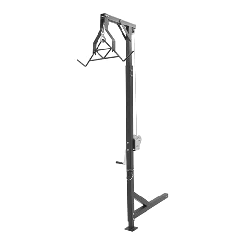 GSHIOIO Truck Hitch Game Hoist Complete, 500Lbs Hanging Deer Hoist Hunting Game Skinning and Cleaning Accessory with 360-Degree Swivel Shaft Adjustable Height (600Lbs with Extension Pole)