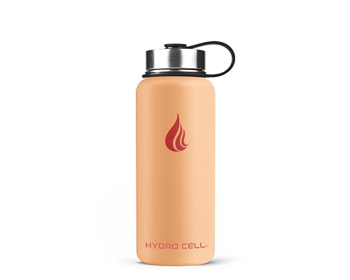 Image of HYDRO CELL Stainless Steel Insulated Water Bottle with Straw - For Cold & Hot Drinks - Metal Vacuum Flask with Screw Cap and Modern Leakproof Sport Thermos for Adults (Peach 32oz)