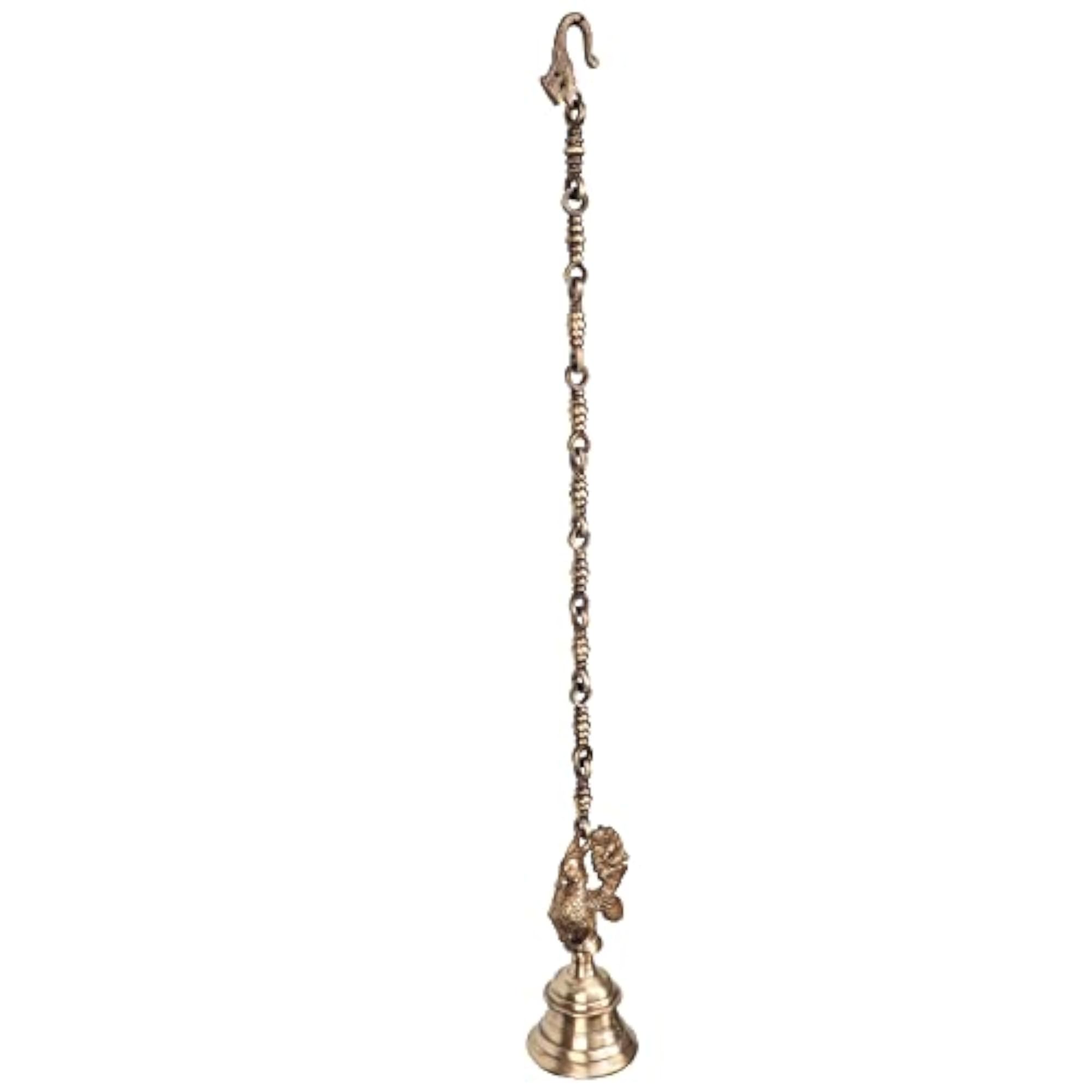 Brass Peacock Bell Design Hanging Bells with Chain