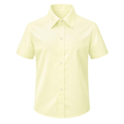 Image of Lilax Boys Classic Short Sleeve Button Down Casual Solid Dress Shirt